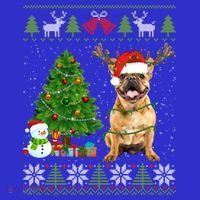 Cute French Bulldog Dog Santa Hat Ugly Xmas Lights Gift T-Shirt thumb 7