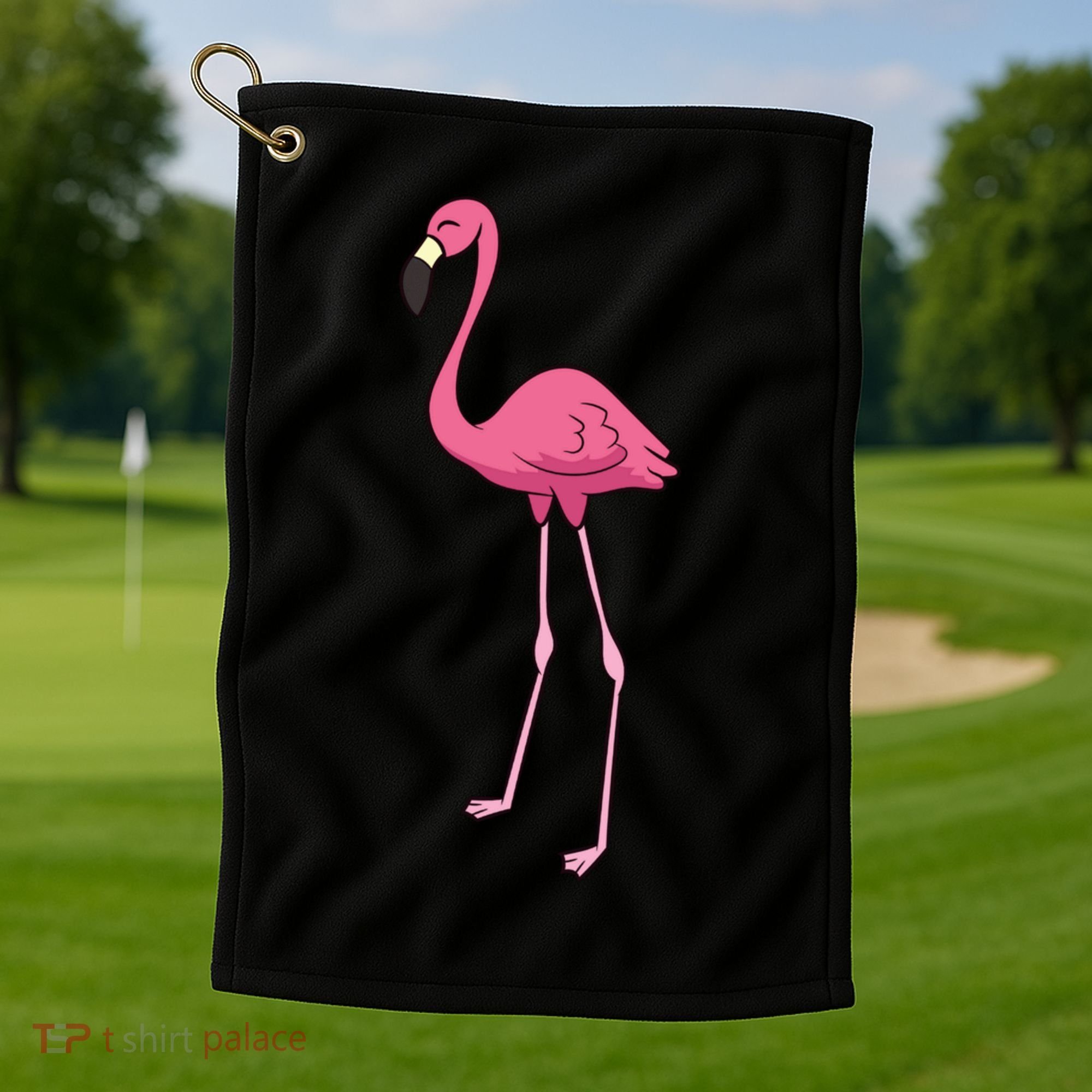 Cute Flamingo Bird Pink Flamingo Golf Towel