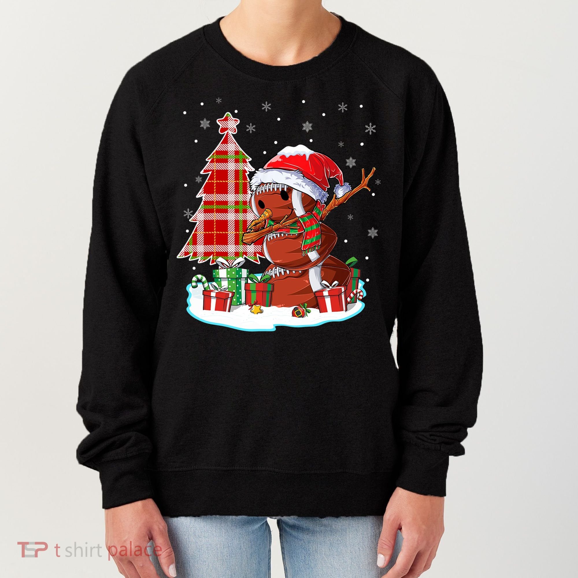 Christmas Football Ball Snow Dabbing Santa Hat Xmas Tree Great Gift Women's Sweatshirt