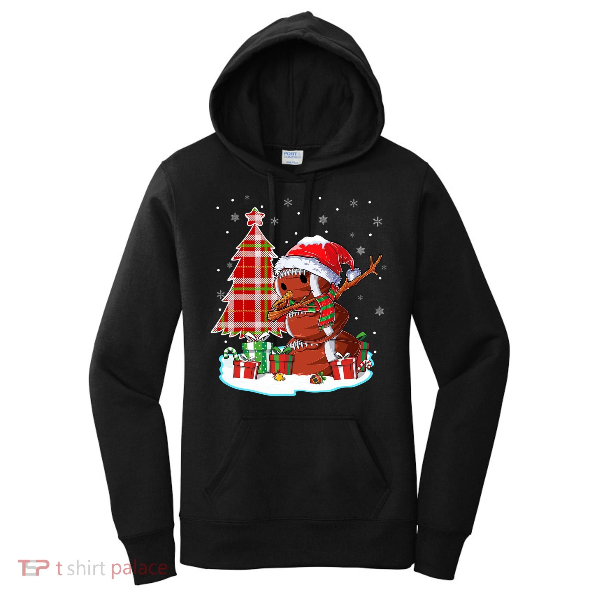 Christmas Football Ball Snow Dabbing Santa Hat Xmas Tree Great Gift Women's Hoodie