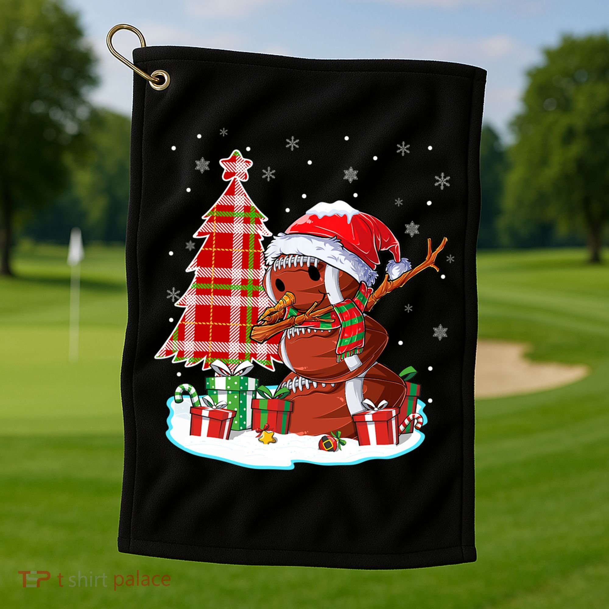Christmas Football Ball Snow Dabbing Santa Hat Xmas Tree Great Gift Golf Towel