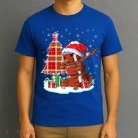 Christmas Football Ball Snow Dabbing Santa Hat Xmas Tree Great Gift T-Shirt thumb 3
