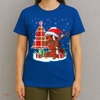 Christmas Football Ball Snow Dabbing Santa Hat Xmas Tree Great Gift T-Shirt thumb 4