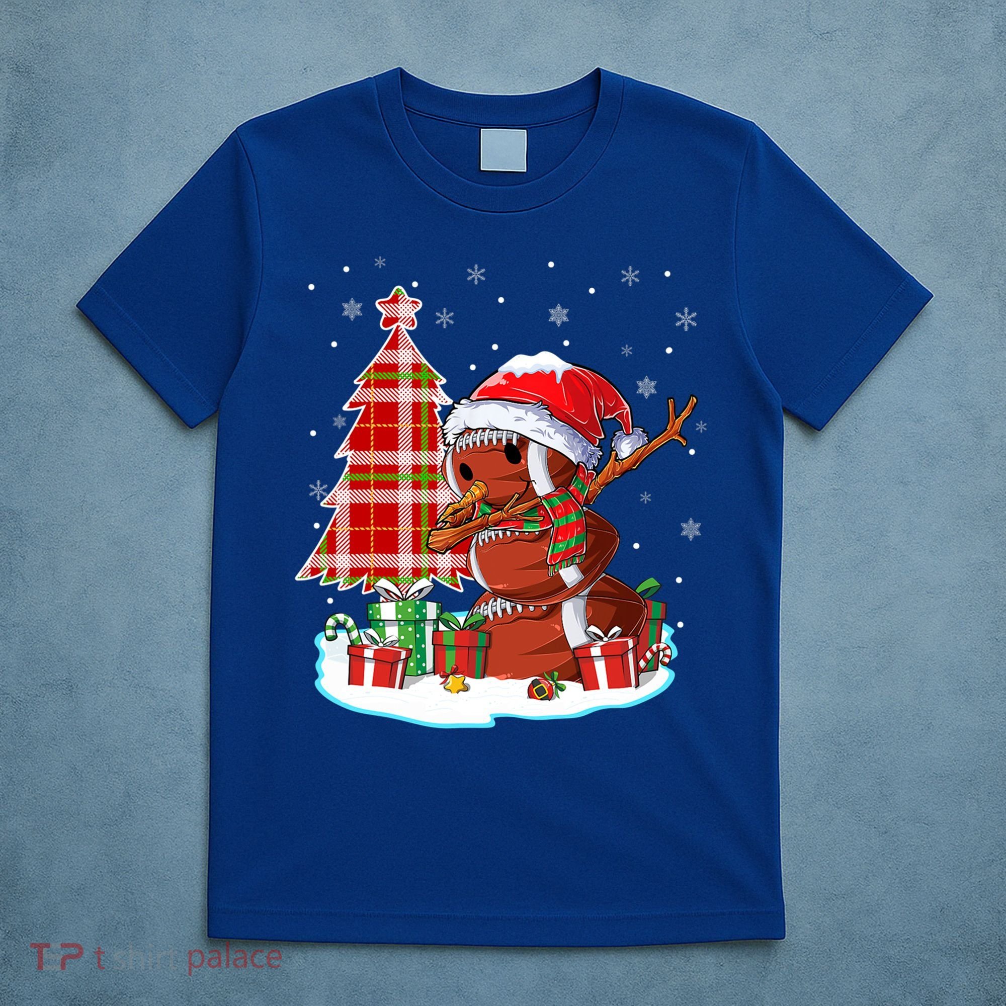 Christmas Football Ball Snow Dabbing Santa Hat Xmas Tree Great Gift T-Shirt