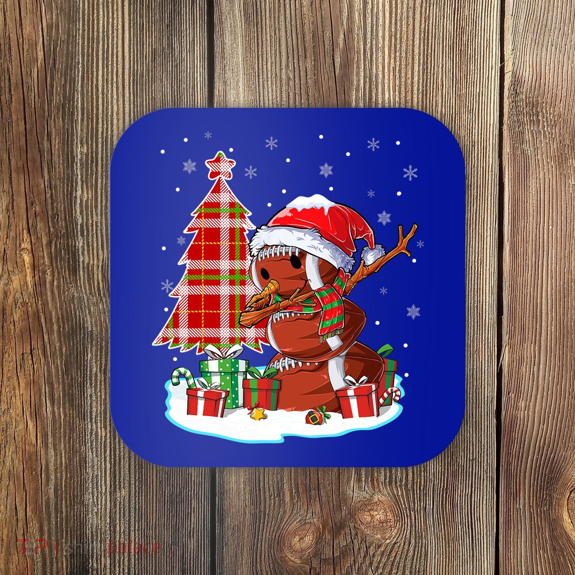 Christmas Football Ball Snow Dabbing Santa Hat Xmas Tree Great Gift Coaster