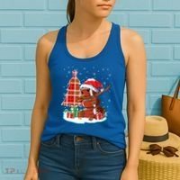 Christmas Football Ball Snow Dabbing Santa Hat Xmas Tree Great Gift Women's Tank Top thumb 2