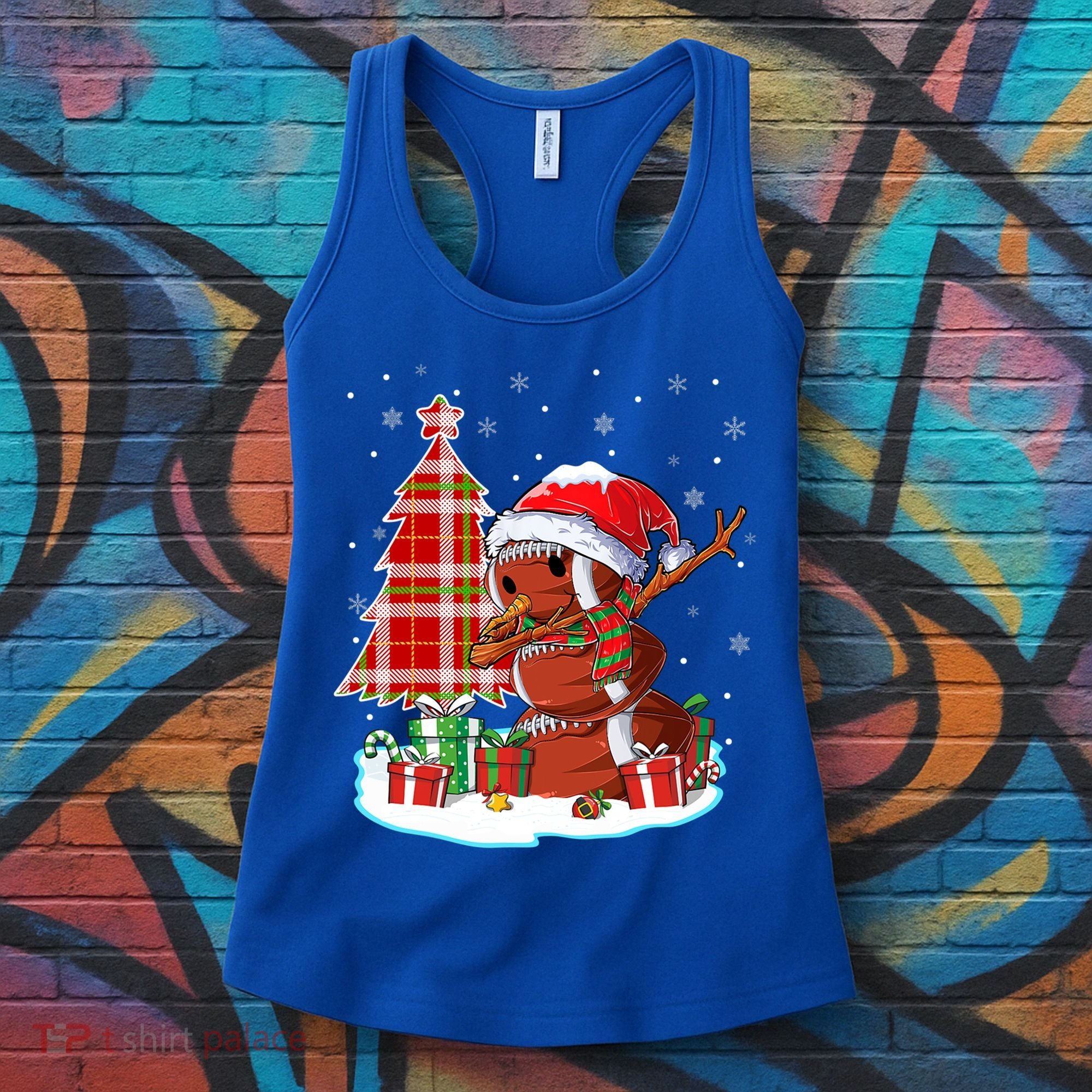 Christmas Football Ball Snow Dabbing Santa Hat Xmas Tree Great Gift Women's Tank Top