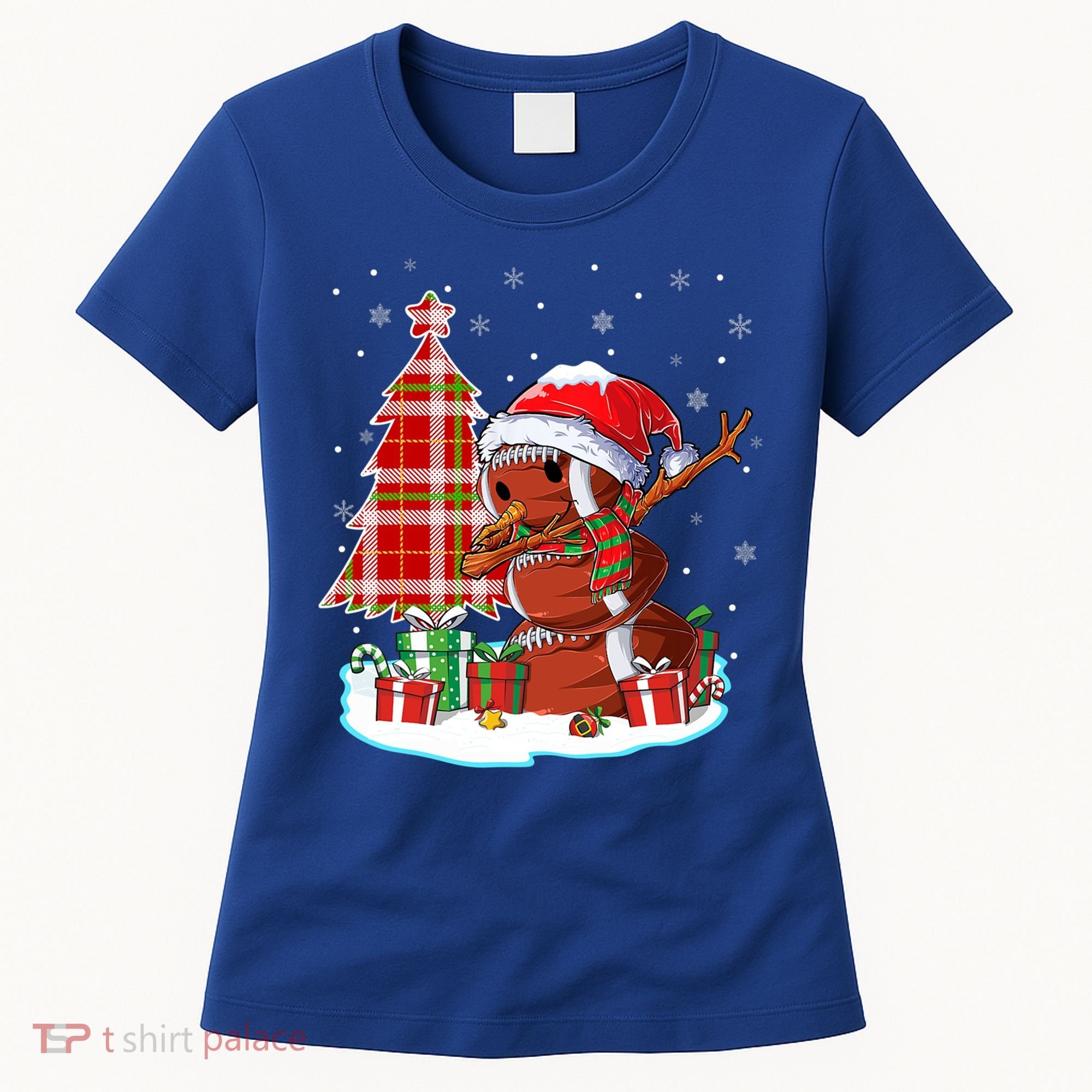 Christmas Football Ball Snow Dabbing Santa Hat Xmas Tree Great Gift Women's T-Shirt