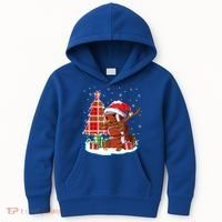 Christmas Football Ball Snow Dabbing Santa Hat Xmas Tree Great Gift Kids Hoodie thumb 0