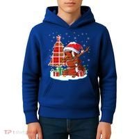 Christmas Football Ball Snow Dabbing Santa Hat Xmas Tree Great Gift Kids Hoodie thumb 4