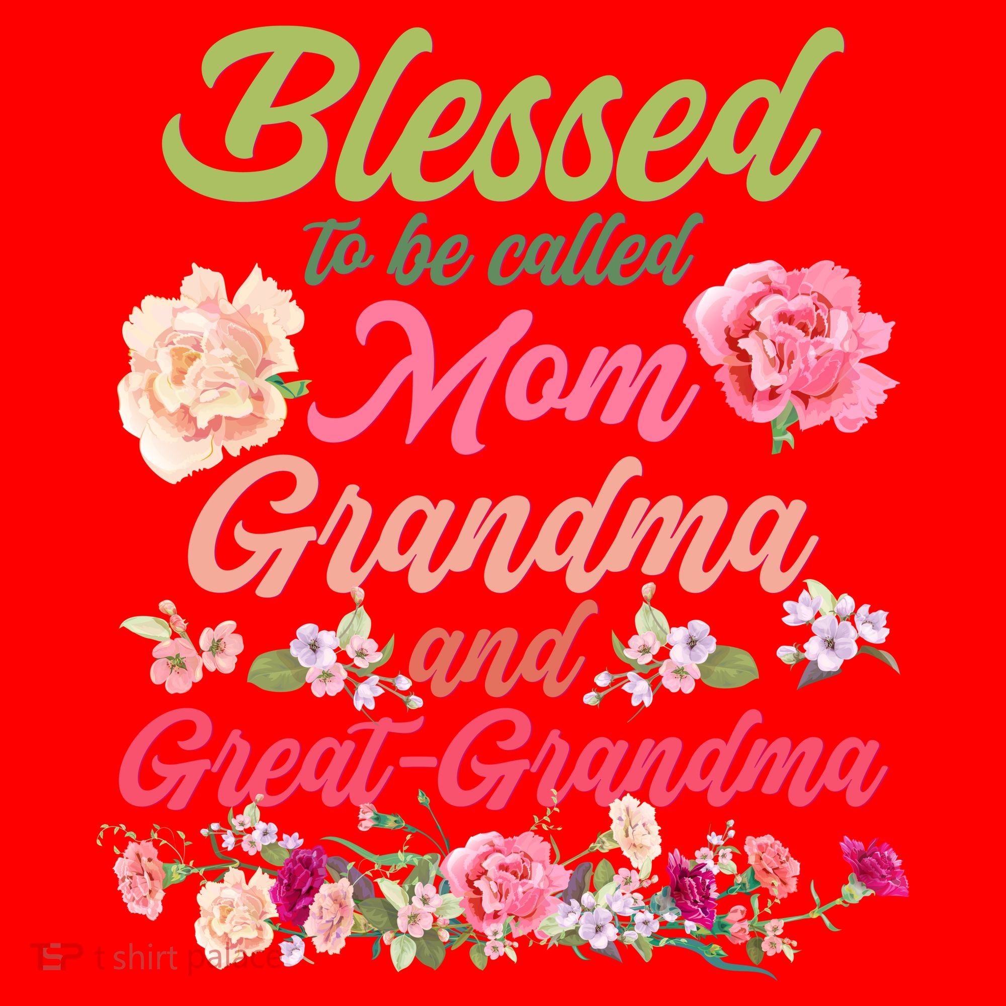 Cute Flower Blessed To Be Called Mom Grandma And Great Grandma Santa Hat