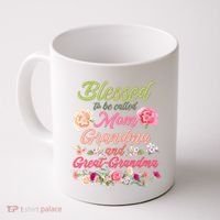 Cute Flower Blessed To Be Called Mom Grandma And Great Grandma Coffee Mug thumb 0