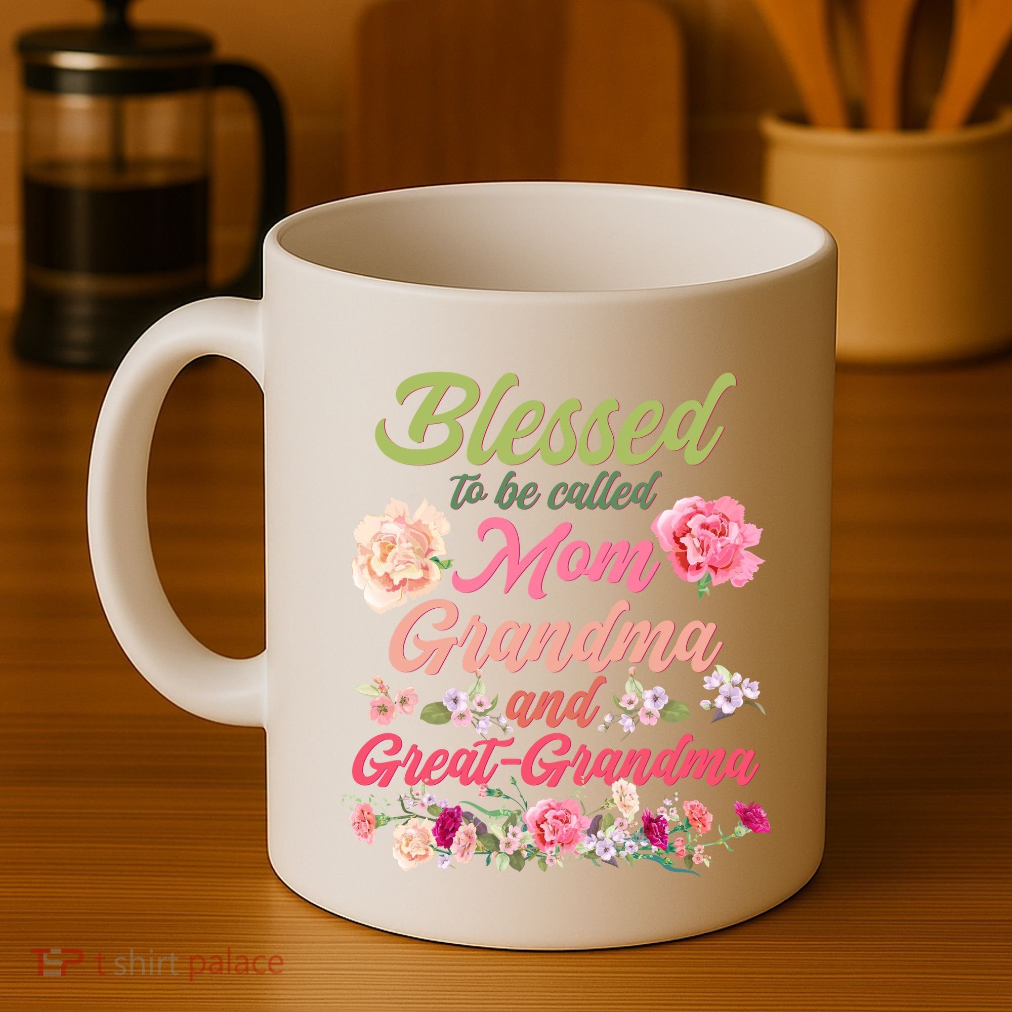 Cute Flower Blessed To Be Called Mom Grandma And Great Grandma Coffee Mug