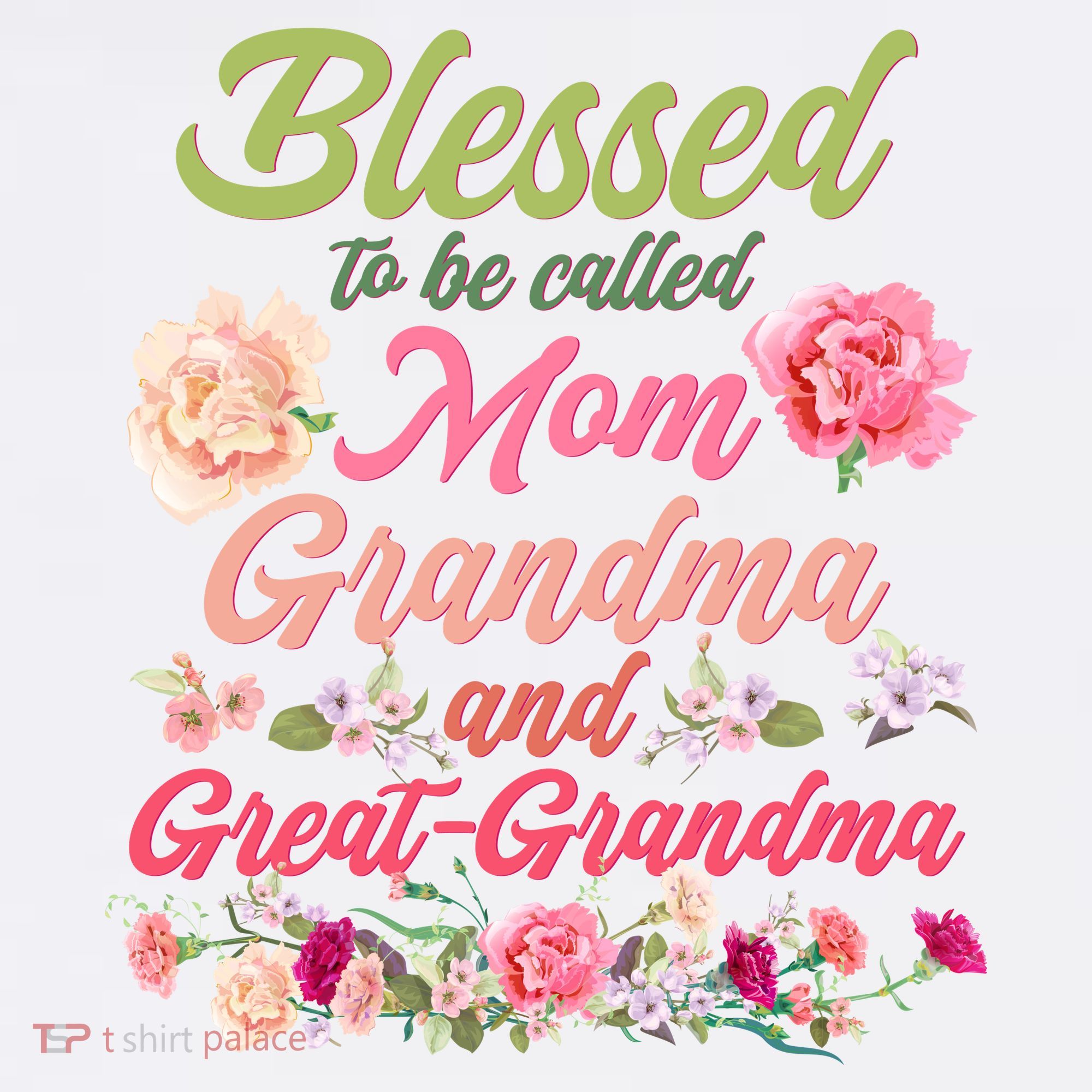 Cute Flower Blessed To Be Called Mom Grandma And Great Grandma Women's Hoodie