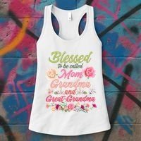 Cute Flower Blessed To Be Called Mom Grandma And Great Grandma Women's Tank Top thumb 3