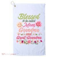 Cute Flower Blessed To Be Called Mom Grandma And Great Grandma Golf Towel thumb 0