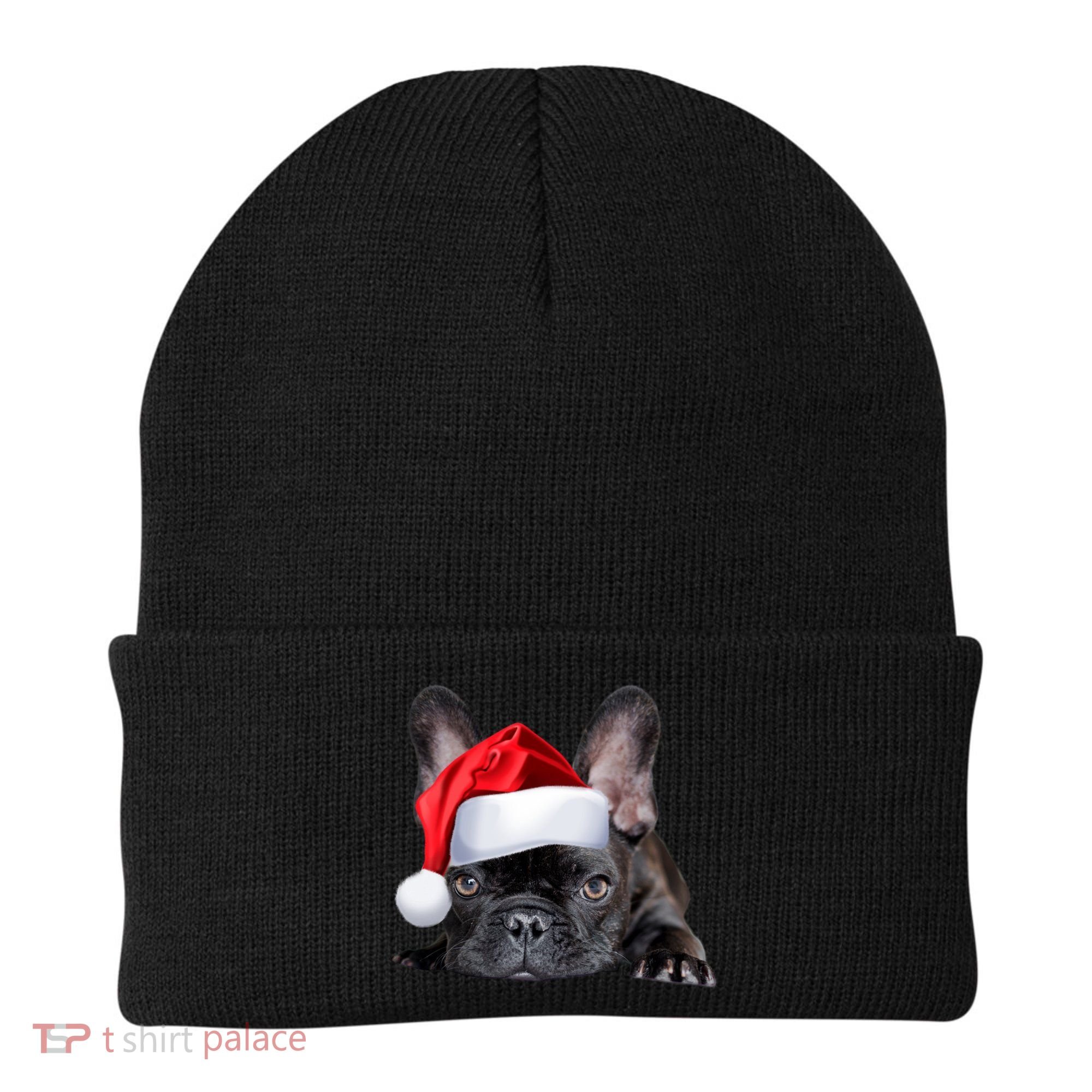 Cute French Bulldog Santa Hat Frenchie Image Christmas Gift Beanie