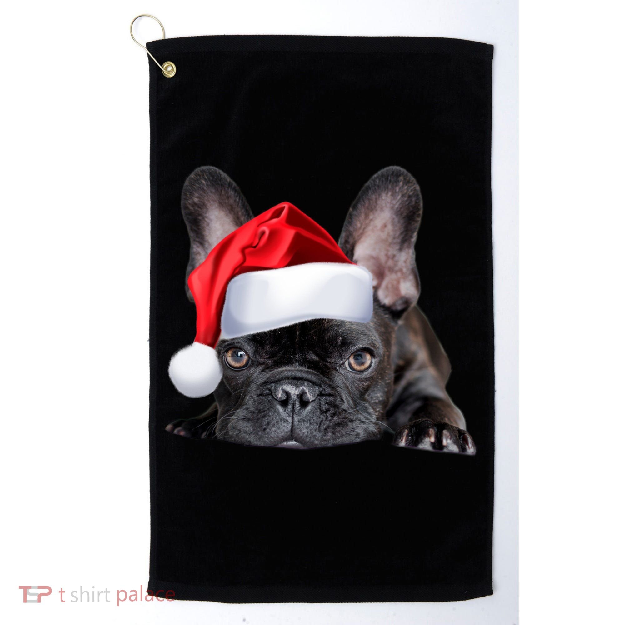 Cute French Bulldog Santa Hat Frenchie Image Christmas Gift Golf Towel