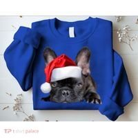 Cute French Bulldog Santa Hat Frenchie Image Christmas Gift Sweatshirt thumb 2