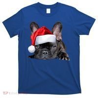 Cute French Bulldog Santa Hat Frenchie Image Christmas Gift T-Shirt thumb 0