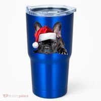 Cute French Bulldog Santa Hat Frenchie Image Christmas Gift Tumbler thumb 0