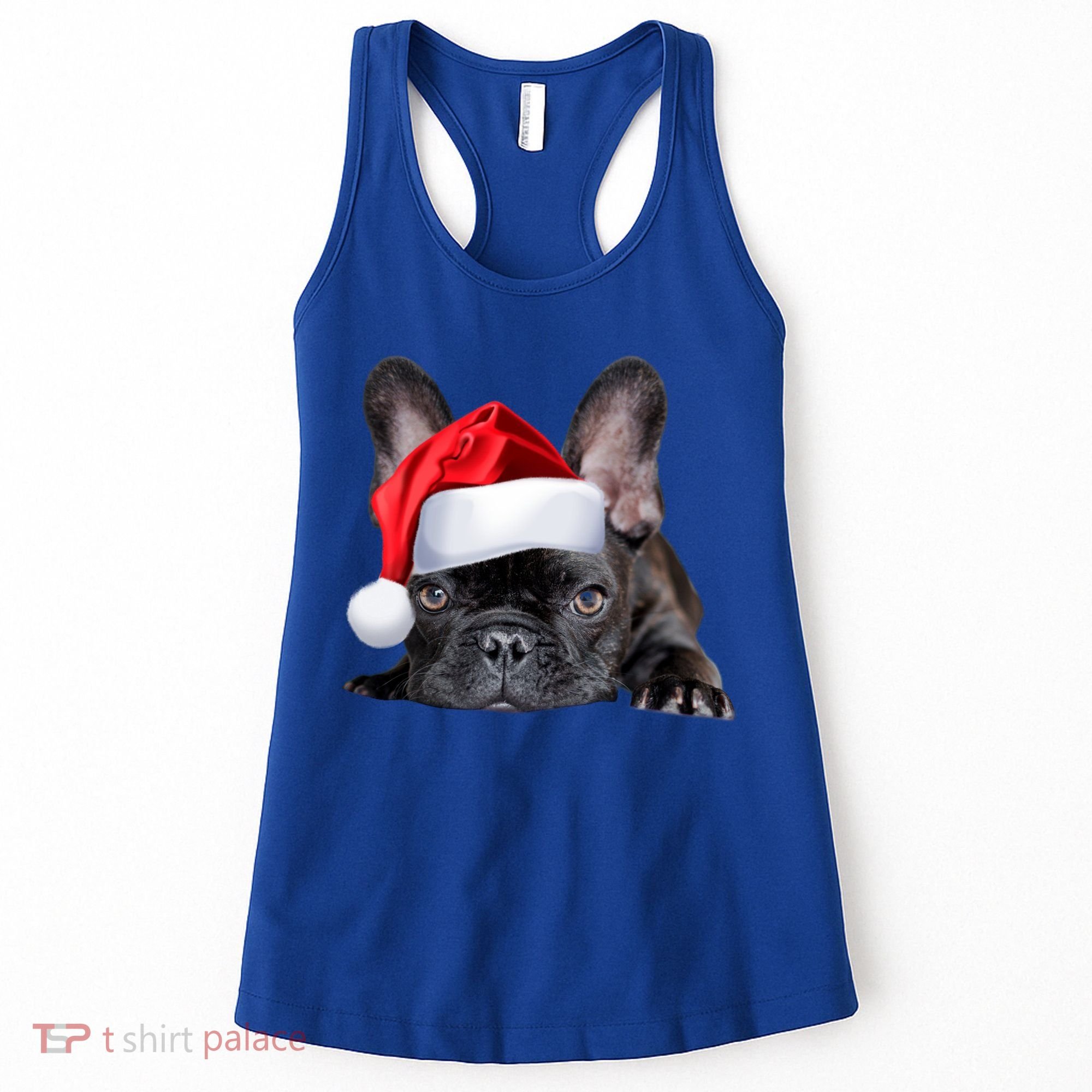 Cute French Bulldog Santa Hat Frenchie Image Christmas Gift Women's Tank Top