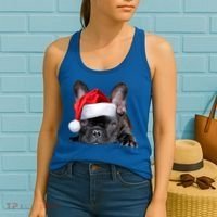 Cute French Bulldog Santa Hat Frenchie Image Christmas Gift Women's Tank Top thumb 2