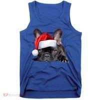 Cute French Bulldog Santa Hat Frenchie Image Christmas Gift Tank Top thumb 0