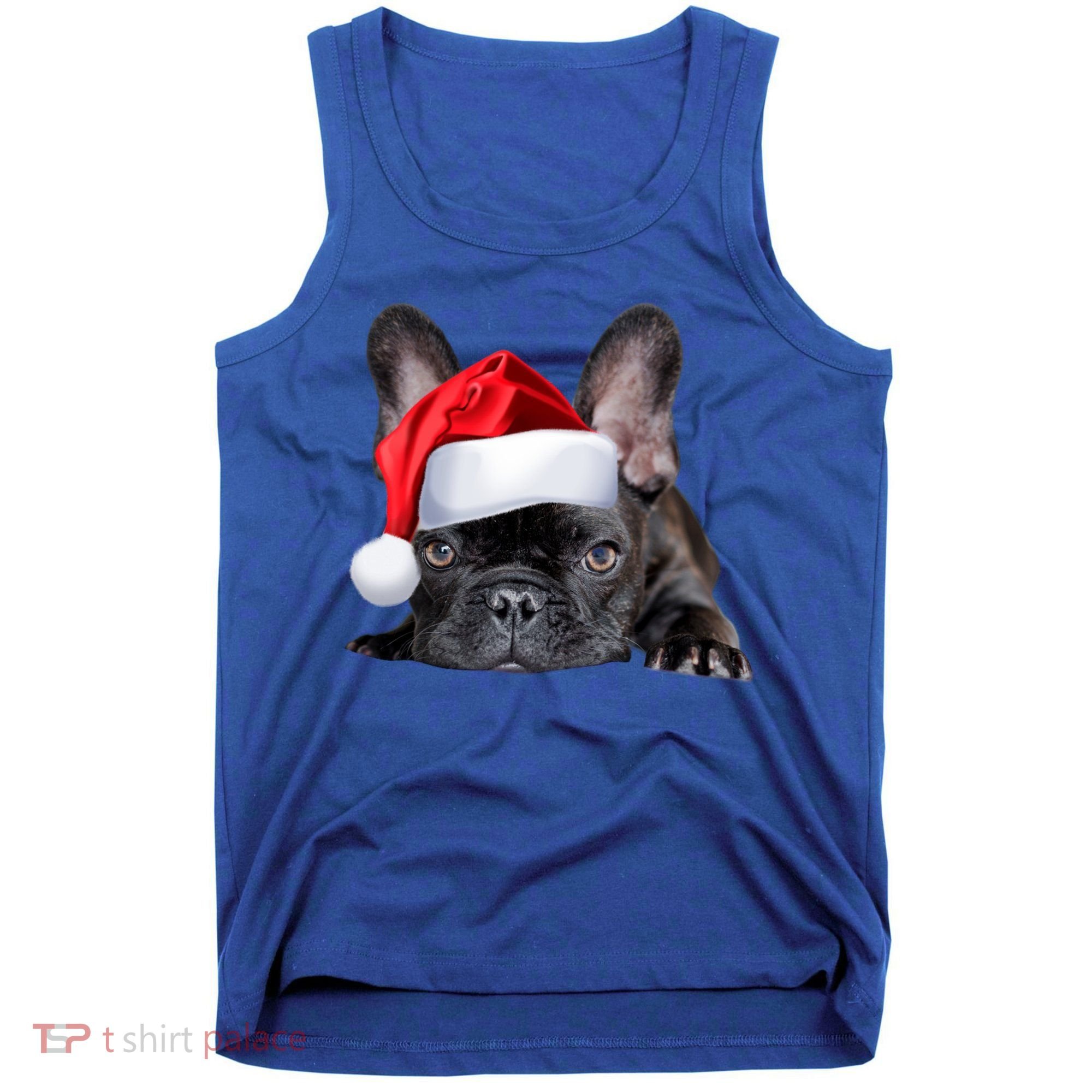 Cute French Bulldog Santa Hat Frenchie Image Christmas Gift Tank Top
