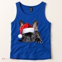 Cute French Bulldog Santa Hat Frenchie Image Christmas Gift Tank Top thumb 2