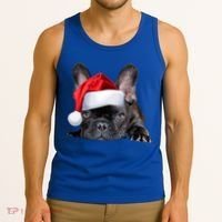 Cute French Bulldog Santa Hat Frenchie Image Christmas Gift Tank Top thumb 3