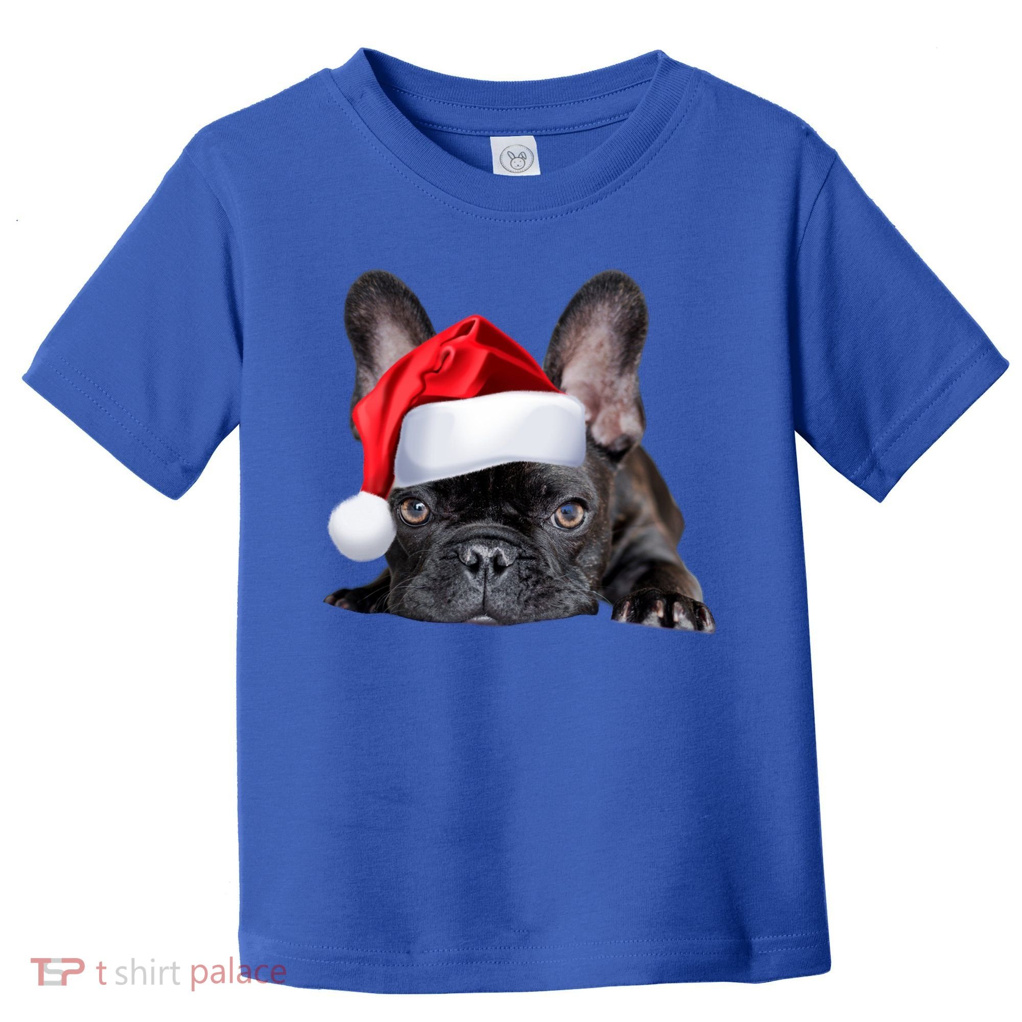 Cute French Bulldog Santa Hat Frenchie Image Christmas Gift Toddler T-Shirt