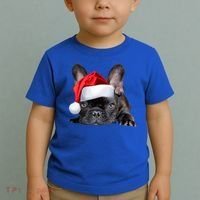 Cute French Bulldog Santa Hat Frenchie Image Christmas Gift Toddler T-Shirt thumb 2