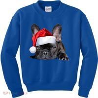 Cute French Bulldog Santa Hat Frenchie Image Christmas Gift Kids Sweatshirt thumb 0