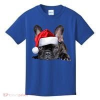 Cute French Bulldog Santa Hat Frenchie Image Christmas Gift Kids T-Shirt thumb 0