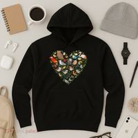 Cute Funny Bird Lover Heart Hoodie thumb 3