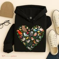 Cute Funny Bird Lover Heart Hoodie thumb 4