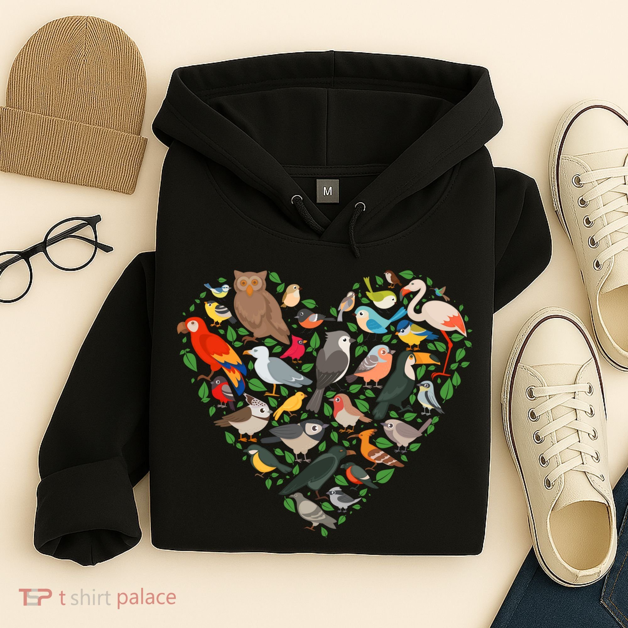 Cute Funny Bird Lover Heart Hoodie