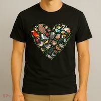 Cute Funny Bird Lover Heart T-Shirt thumb 3