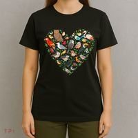 Cute Funny Bird Lover Heart T-Shirt thumb 4