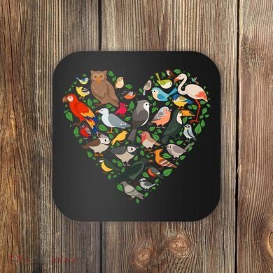 Cute Funny Bird Lover Heart Coaster