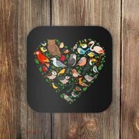 Cute Funny Bird Lover Heart Coaster thumb 0