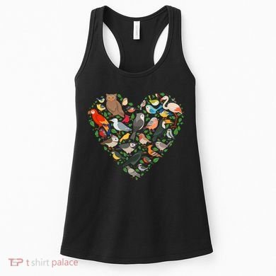 Cute Funny Bird Lover Heart Women's Tank Top