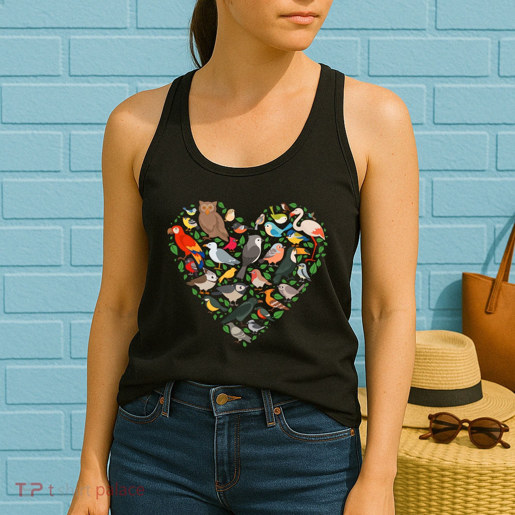 Cute Funny Bird Lover Heart Women's Tank Top