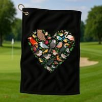 Cute Funny Bird Lover Heart Golf Towel thumb 1