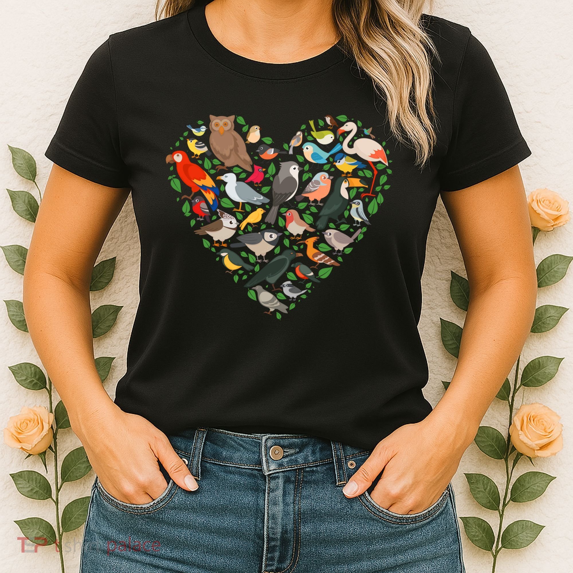 Cute Funny Bird Lover Heart Women's T-Shirt