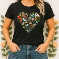 Cute Funny Bird Lover Heart Women's T-Shirt thumb 2