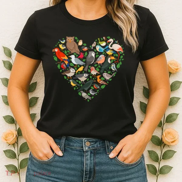 Cute Funny Bird Lover Heart Women's T-Shirt
