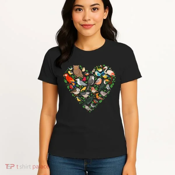 Cute Funny Bird Lover Heart Women's T-Shirt