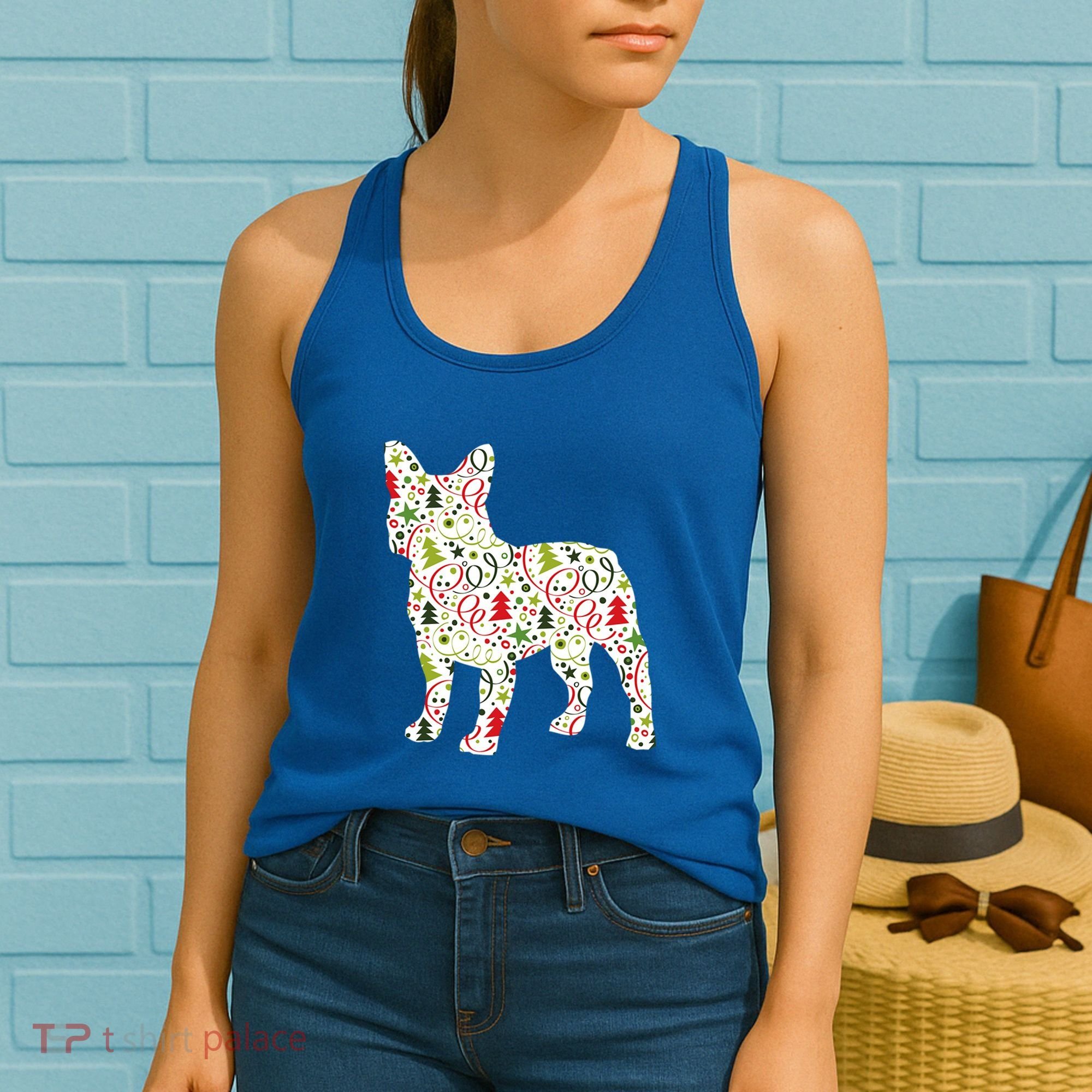 Christmas French Bulldog Dog Wrapping Paper Gift Women's Tank Top